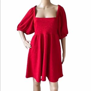 Free People Violet Puffed Sleeve Square Neck Dress